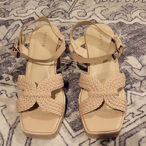 torrid Nude Braided Strap Ankle Buckle Sandals